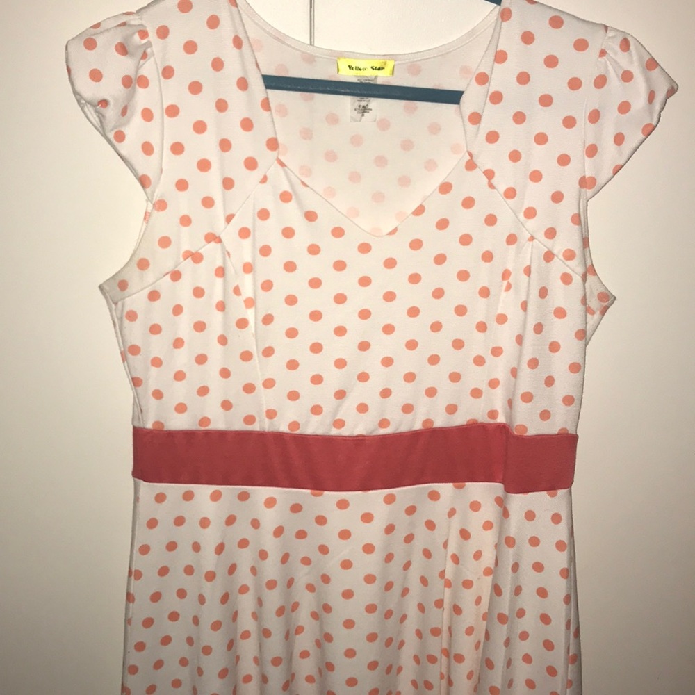 Coral Polka dot fit & flare dress